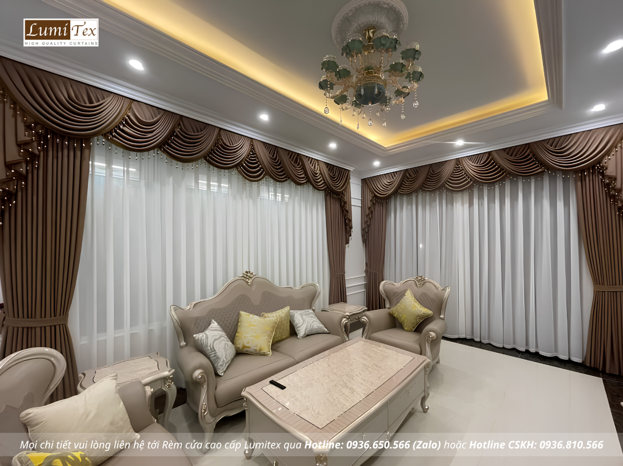 Rèm tân cổ điển Lumitex sang trọng và tinh tế cho không gian cao cấp