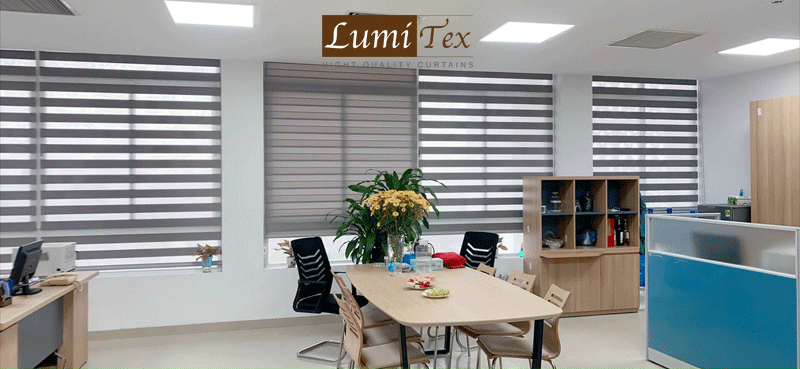 Rèm nghệ thuật Lumitex mang đến mẫu rèm cuốn sang trọng, thanh lịch cho trụ sở Gia Lâm