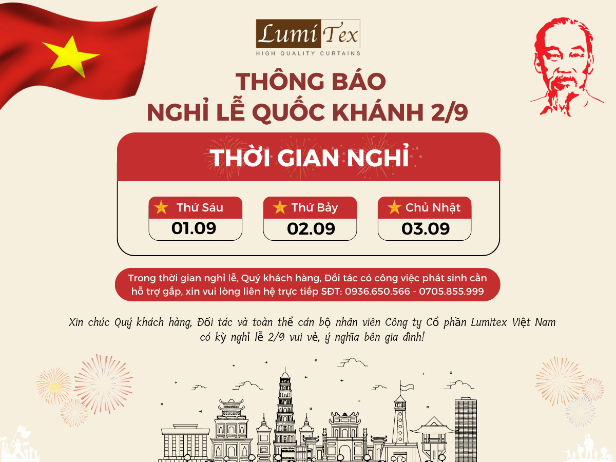 thông báo nghĩ lễ quốc khánh 2/9 Lumitex