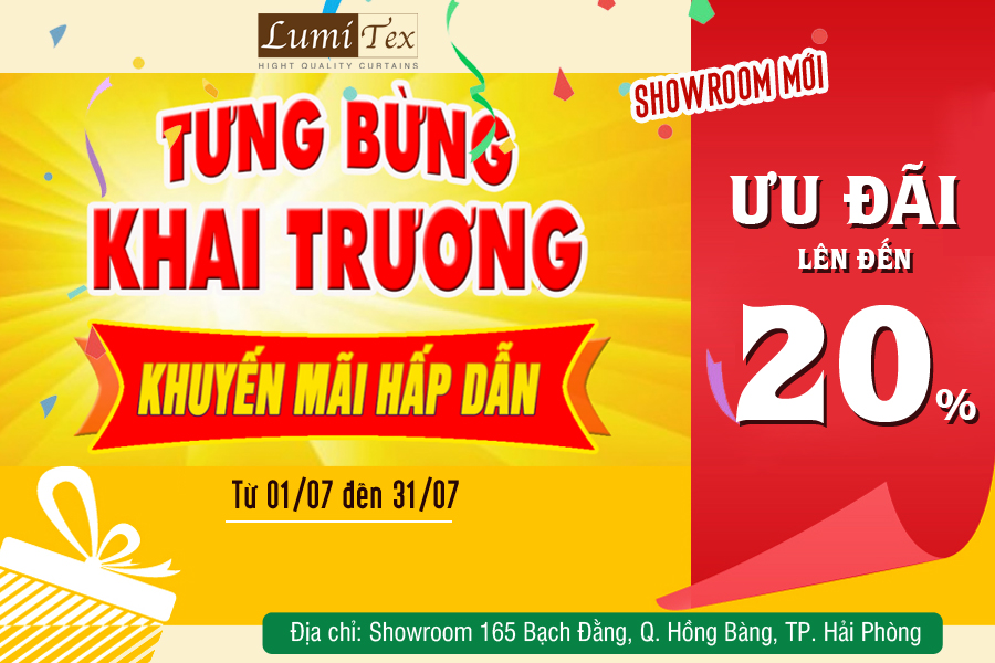 khuyến mãi rèm cửa cơ sở mới Lumitex