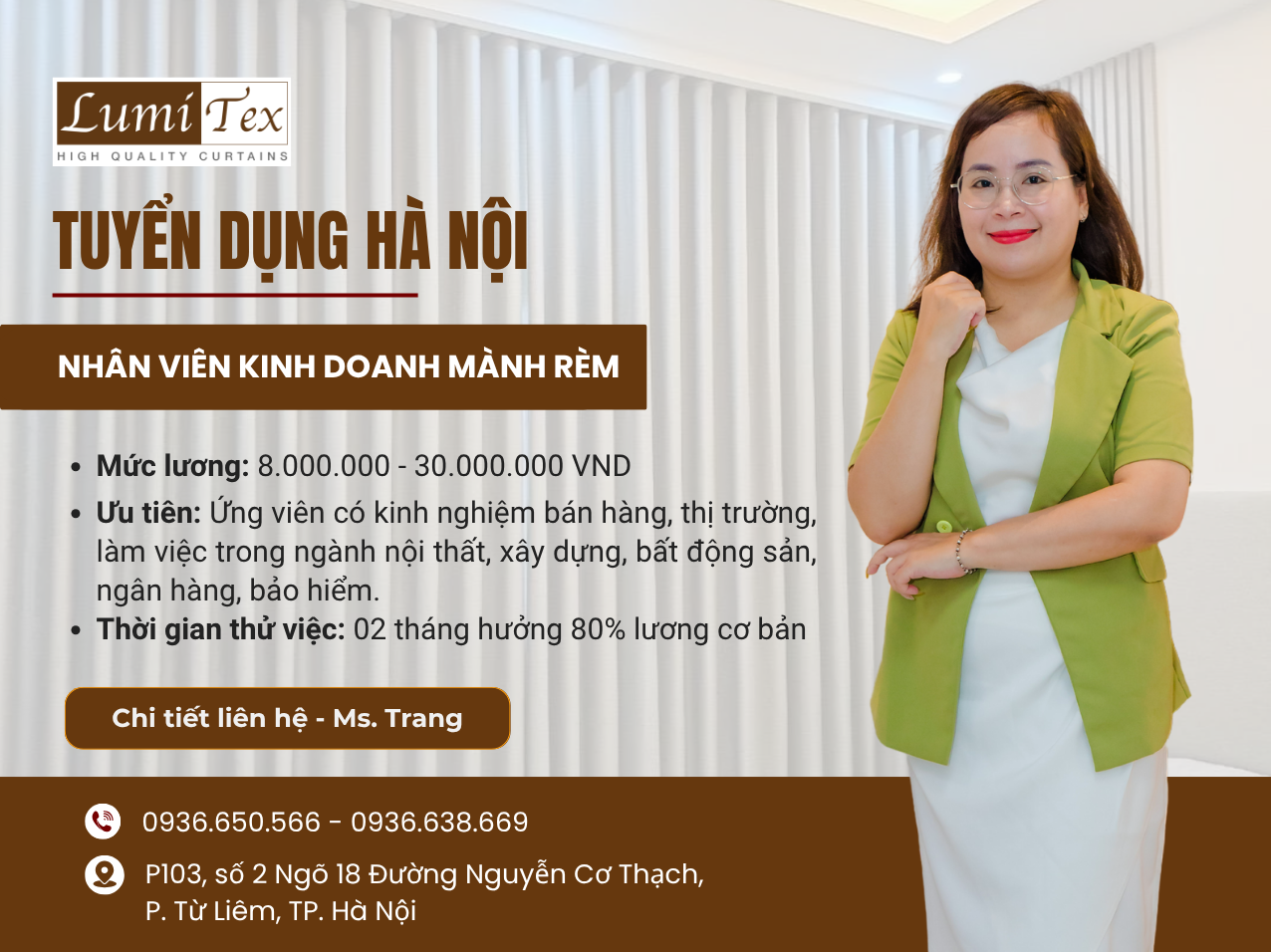 Tuyển Dụng Nhân Viên Kinh Doanh Mành Rèm – Hà Nội