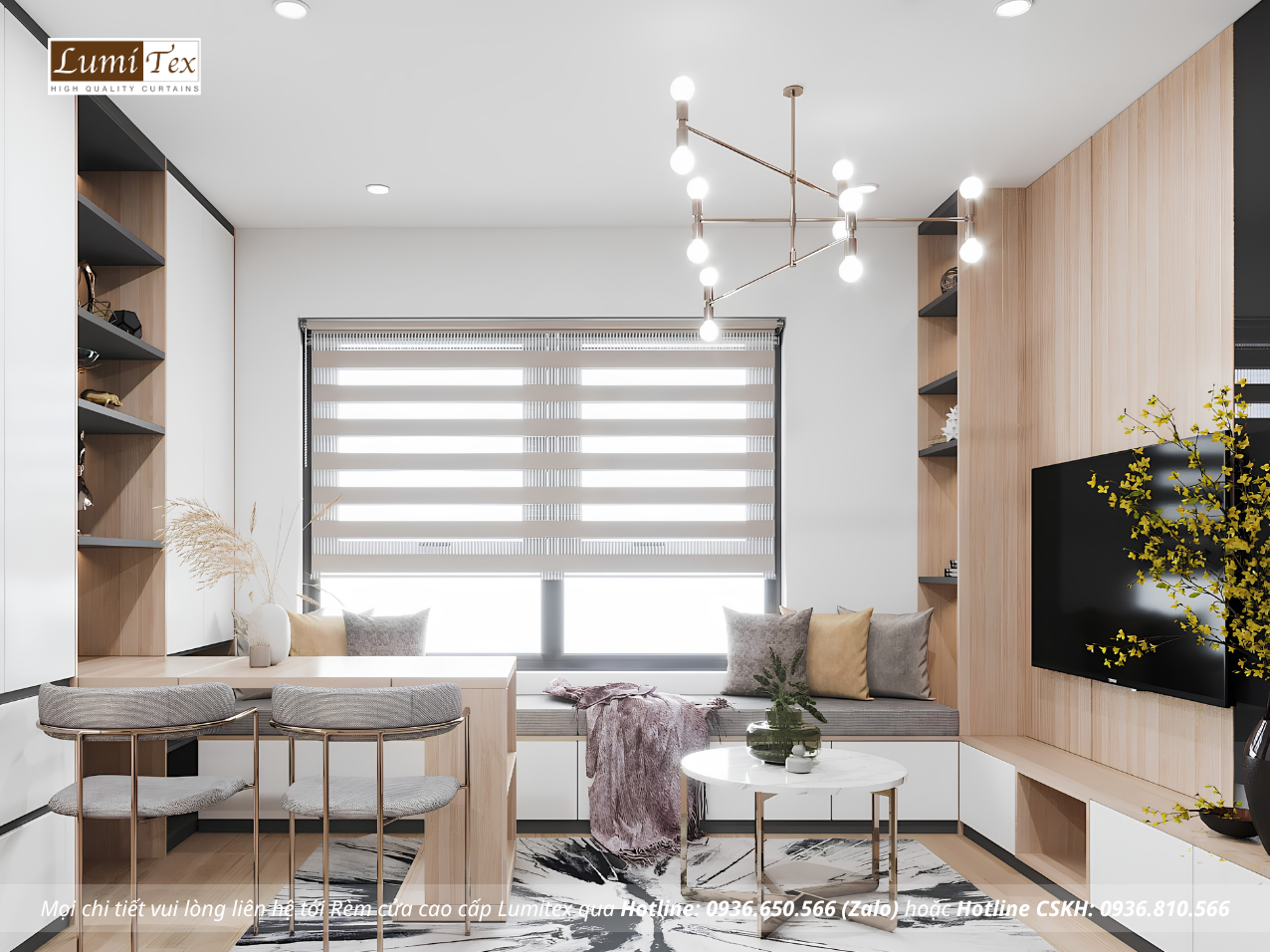 Mành cầu vồng cho không gian hiện đại vừa chống nắng vừa gọn đẹp