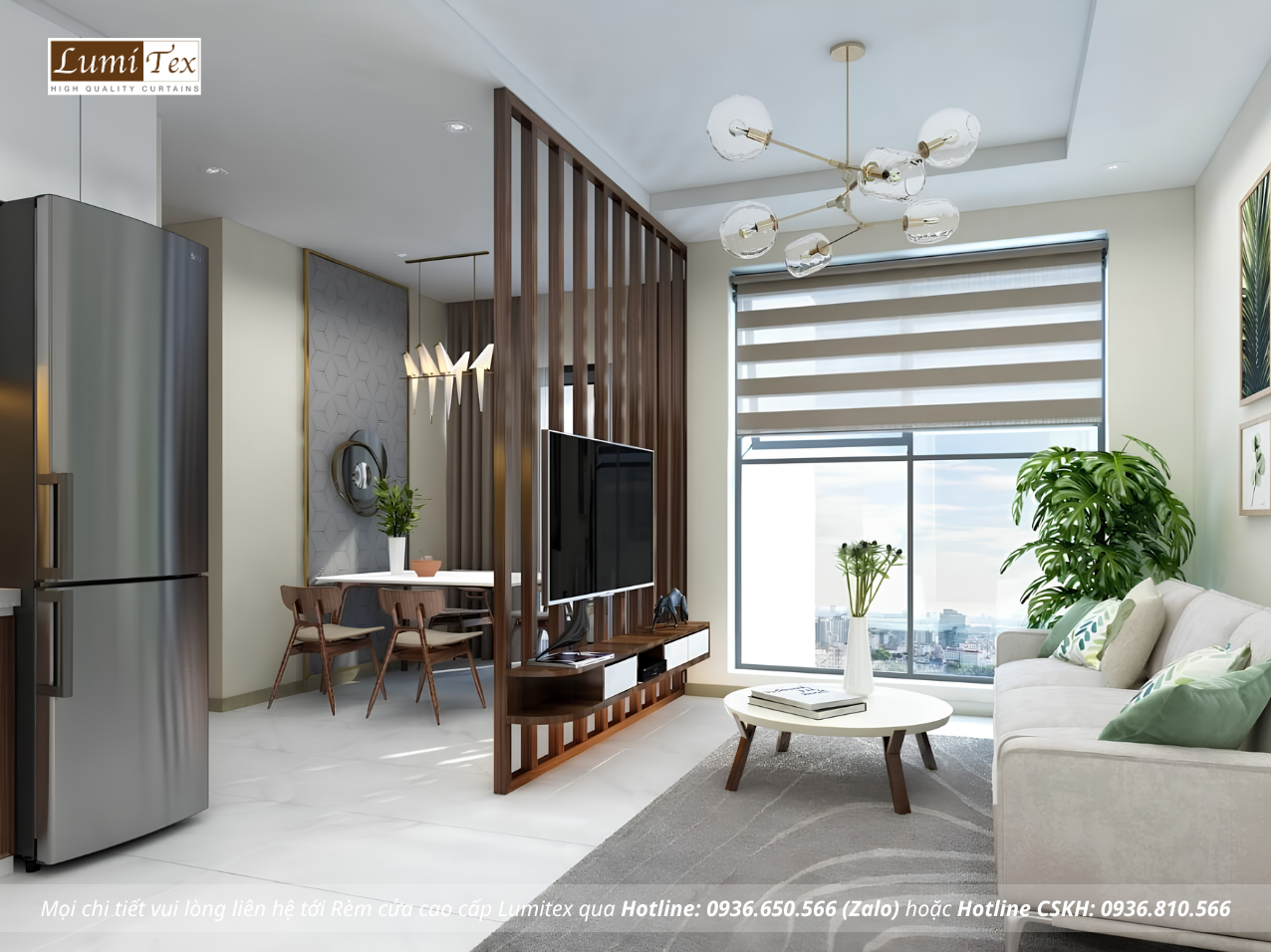 Mành cầu vồng cho không gian hiện đại vừa chống nắng vừa gọn đẹp