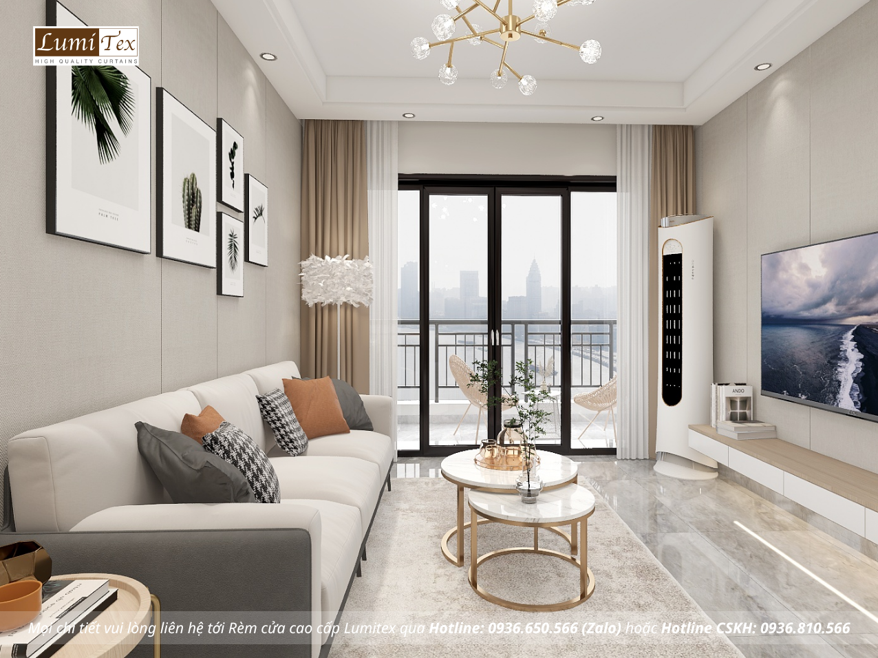 Gợi ý rèm chống nắng cho phòng khách chung cư mới nhất 2026