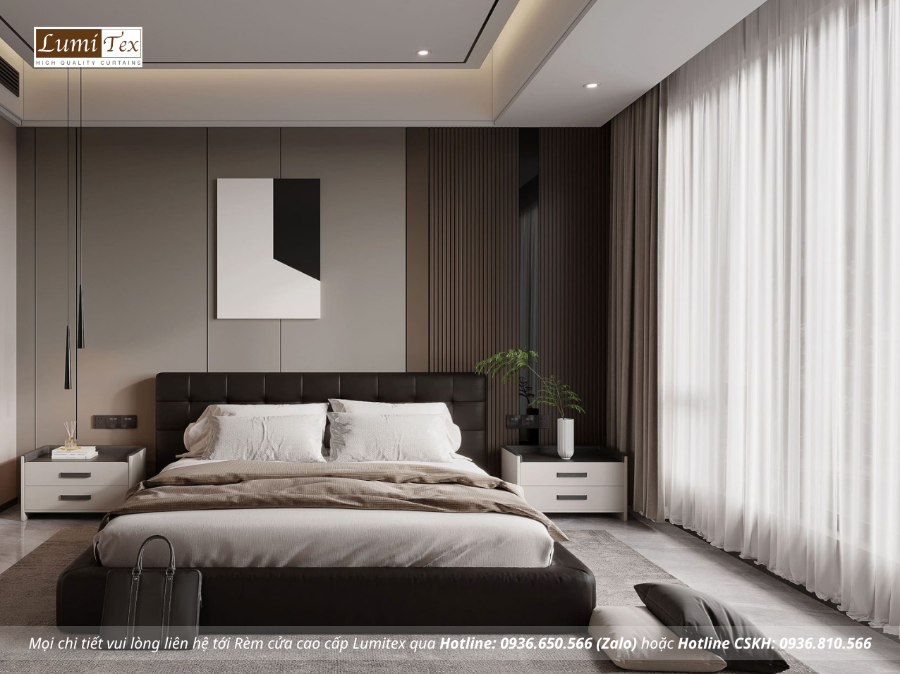 Lắp rèm chống nắng phòng ngủ giúp không gian riêng tư và mát mẻ