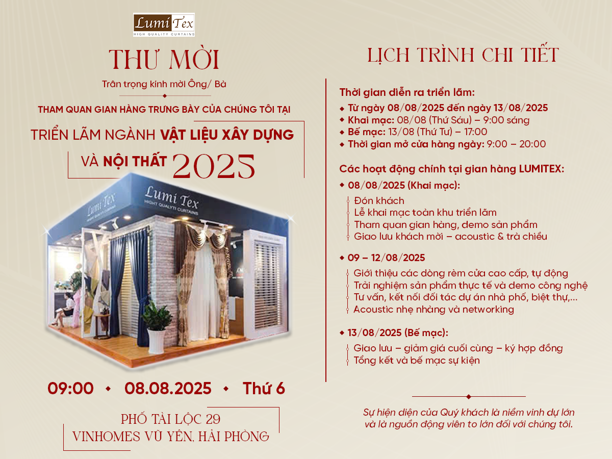 Lumitex mời tham dự triển lãm ngành vật liệu xây dựng & nội thất 2025