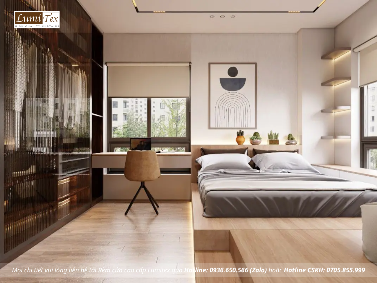 Rèm cửa chống nắng cản sáng cho căn hộ chung cư cao cấp