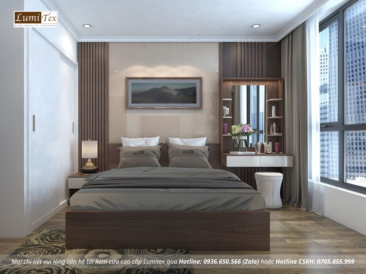 Rèm cửa chống nắng cản sáng cho căn hộ chung cư cao cấp