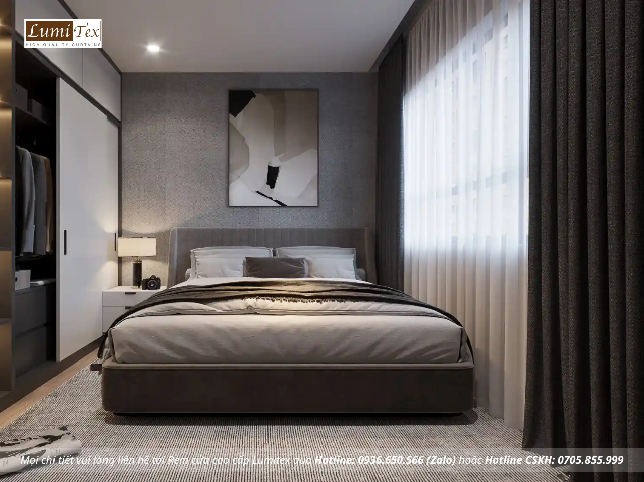 Rèm cửa chống nắng cản sáng cho căn hộ chung cư cao cấp