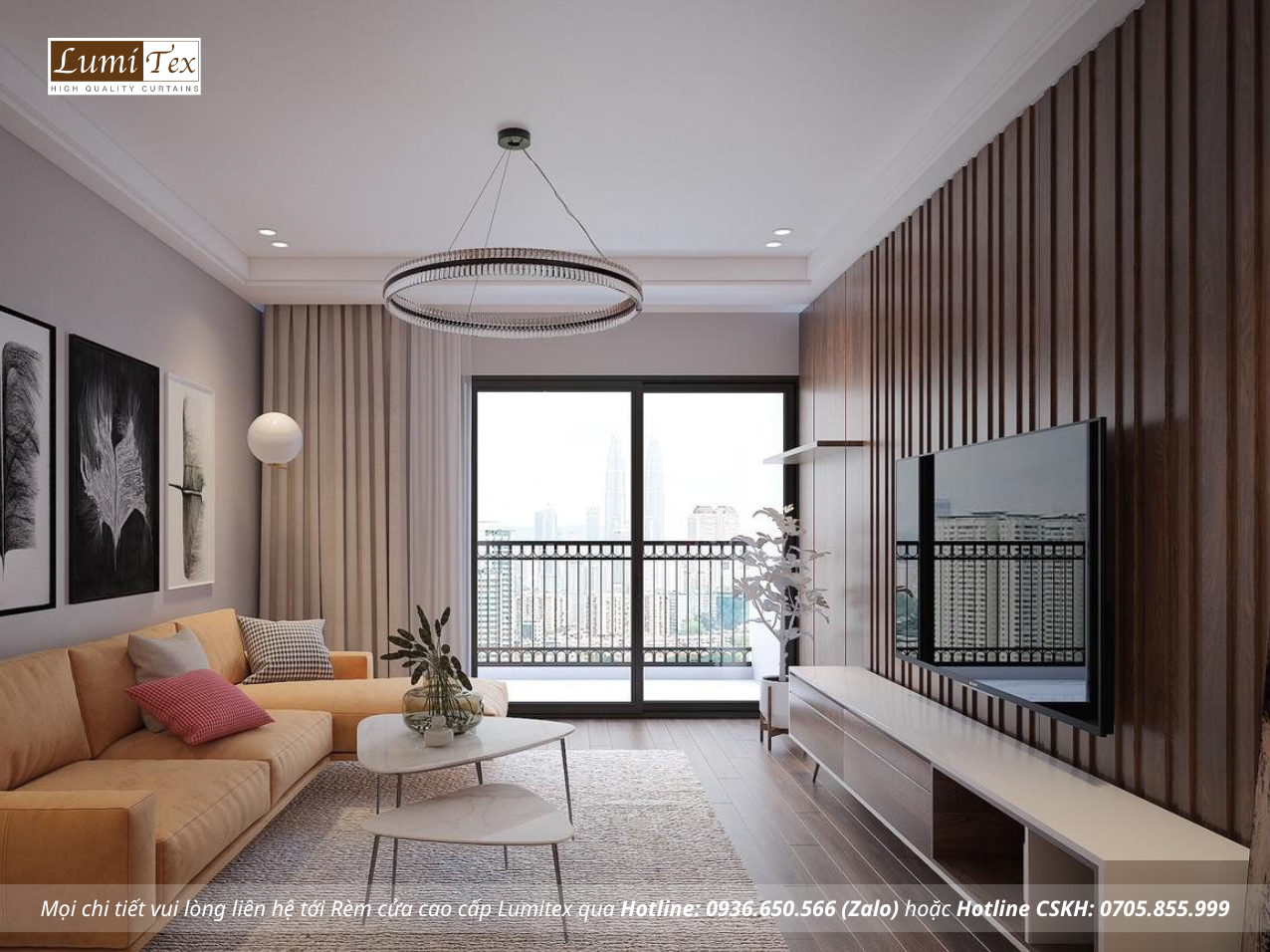 Rèm cửa chống nắng cản sáng cho căn hộ chung cư cao cấp