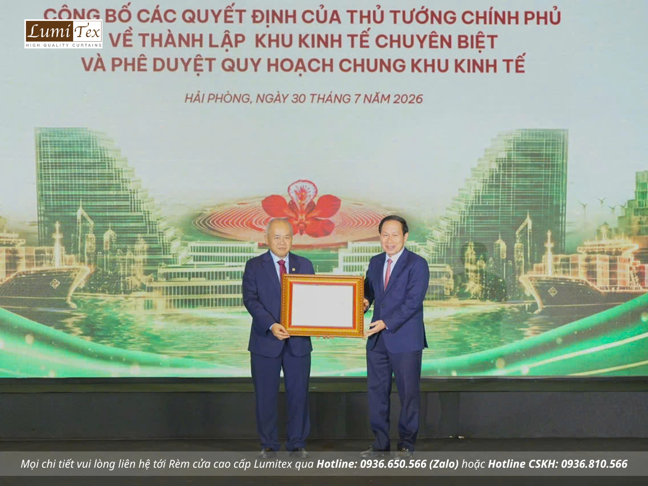 Rèm Lumitex tham dự Hội nghị công bố Khu Thương mại tự do Hải Phòng và các Khu kinh tế mới