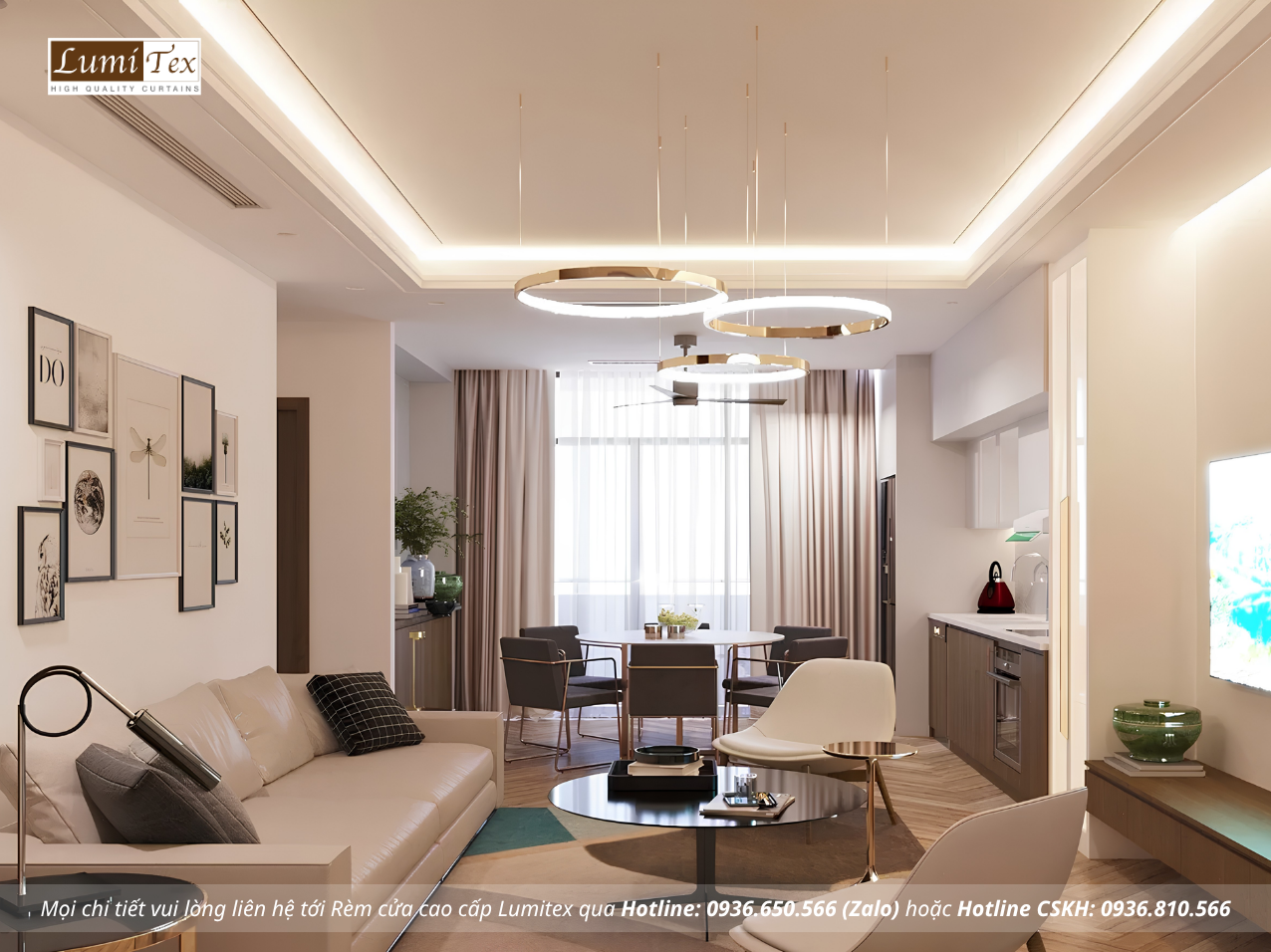 Rèm phòng khách chung cư đẹp và phù hợp với từng không gian