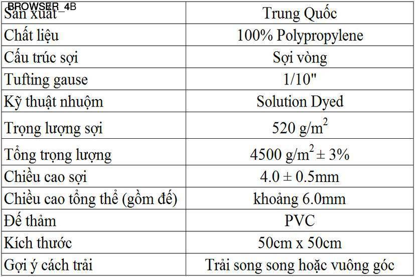 MẪU THẢM SỢI NGẮN NHẬP KHẨU TRUNG QUỐC BROWSER_4B