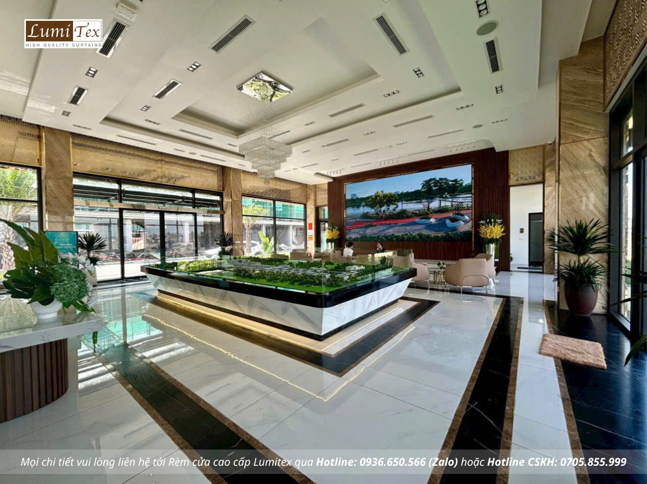 Thi công rèm cầu vồng tại Văn phòng Bán hàng Hoàng Huy New City Hải Phòng