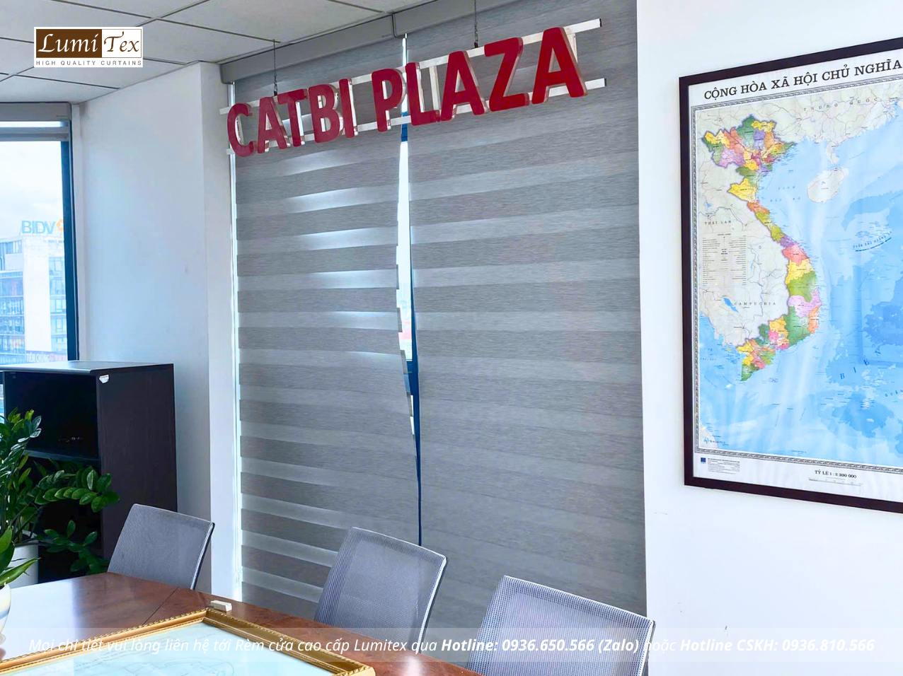 Thi công rèm cuốn cao cấp văn phòng Công ty Cổ phần ADZ Hải Phòng tại Cát Bi Plaza