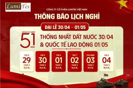 Thông báo lịch nghỉ lễ 30/04 – 01/05 năm 2026