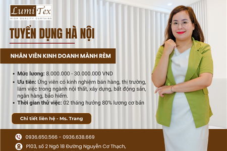 TUYỂN DỤNG NHÂN VIÊN KINH DOANH MÀNH RÈM HÀ NỘI 2025